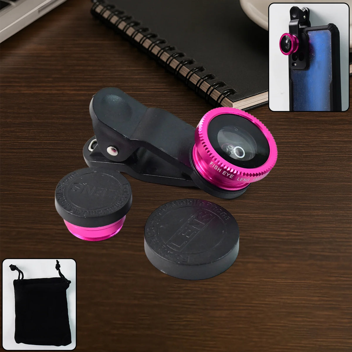 6-in-1 Mobile Content Creator Combo Kit | LED Light, Wireless Mic, Selfie Stick, Tripod, Head Mount & Fisheye Lens