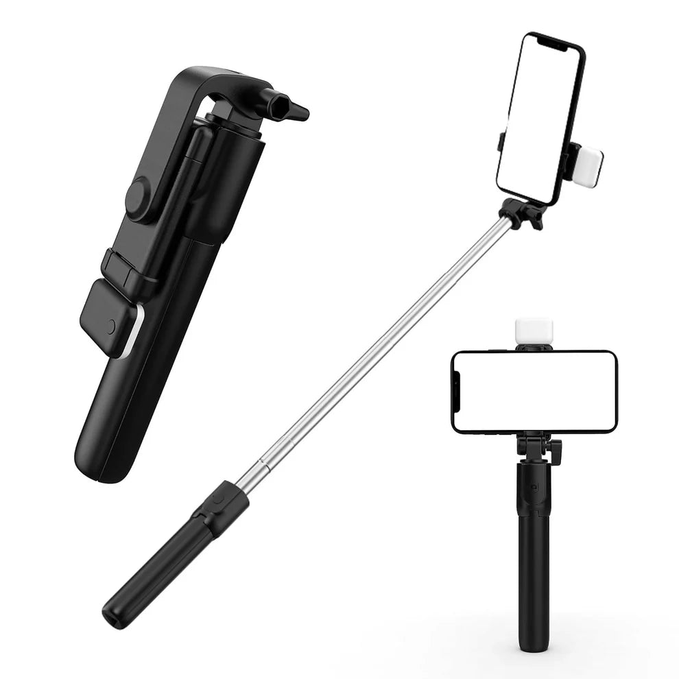 6-in-1 Mobile Content Creator Combo Kit | LED Light, Wireless Mic, Selfie Stick, Tripod, Head Mount & Fisheye Lens