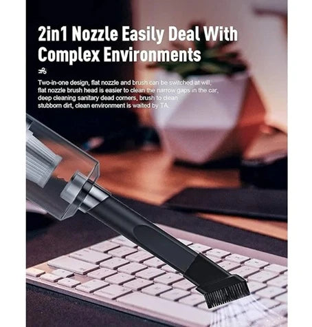 3 in 1 Portable Car Vacuum Cleaner with Blower | USB Rechargeable Wireless Handheld Vacuum for Travel, Camping, and Home | Reusable, Compact, and Powerful!